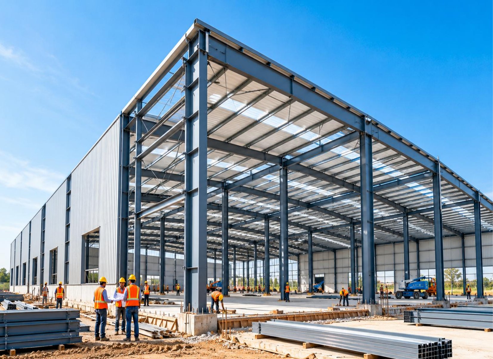 Pre-engineered building under construction
