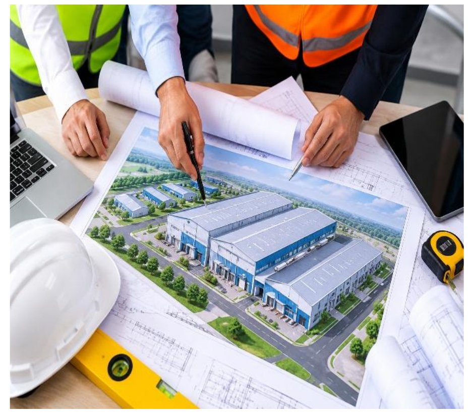 Engineers reviewing a project plan on site